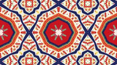 Soyut etnik otantik simetrik desen süs dekoratif Kaleidoscope hareketi geometrik daire ve yıldız şekli