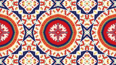 Soyut etnik otantik simetrik desen süs dekoratif Kaleidoscope hareketi geometrik daire ve yıldız şekli
