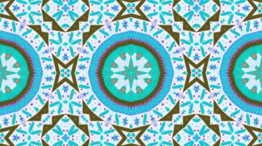 Soyut etnik otantik simetrik desen süs dekoratif Kaleidoscope hareketi geometrik daire ve yıldız şekli