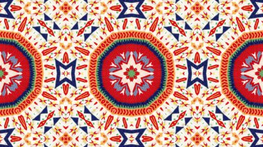 Soyut etnik otantik simetrik desen süs dekoratif Kaleidoscope hareketi geometrik daire ve yıldız şekli