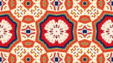 Soyut etnik otantik simetrik desen süs dekoratif Kaleidoscope hareketi geometrik daire ve yıldız şekli