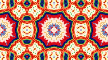 Soyut etnik otantik simetrik desen süs dekoratif Kaleidoscope hareketi geometrik daire ve yıldız şekli