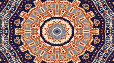 Soyut etnik otantik simetrik desen süs dekoratif Kaleidoscope hareketi geometrik daire ve yıldız şekli