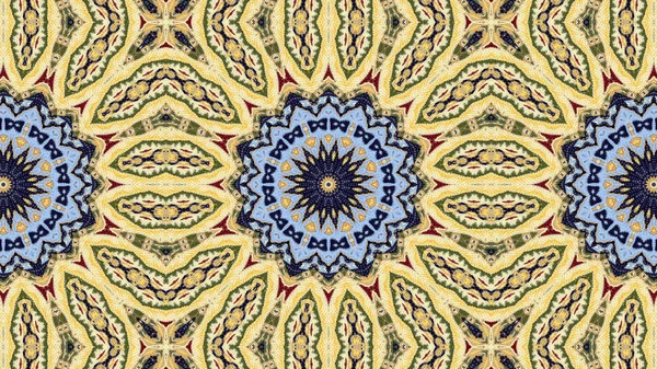 Abstrakte Ethnische Authentische Symmetrische Muster Ornamentale Dekorative Kaleidoskop Bewegung Geometrischer — Stockfoto