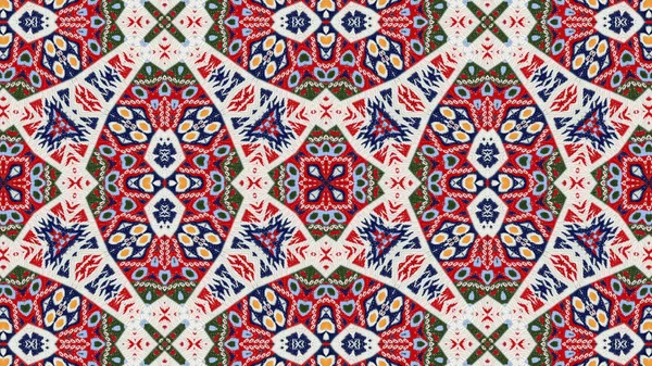 Abstraktní Etnické Autentické Symetrický Vzor Okrasné Dekorativní Kaleidoskop Hnutí Geometrické — Stock fotografie