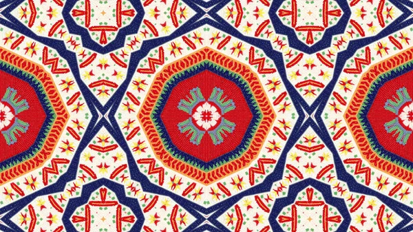 Abstraktní Etnické Autentické Symetrický Vzor Okrasné Dekorativní Kaleidoskop Hnutí Geometrické — Stock fotografie