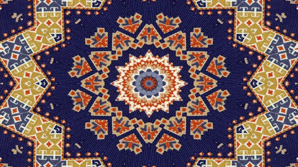 Abstraktní Etnické Autentické Symetrický Vzor Okrasné Dekorativní Kaleidoskop Hnutí Geometrické — Stock fotografie