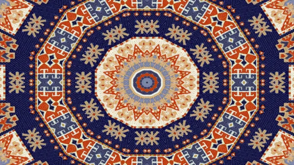 Abstrakte Ethnische Authentische Symmetrische Muster Ornamentale Dekorative Kaleidoskop Bewegung Geometrischer — Stockfoto