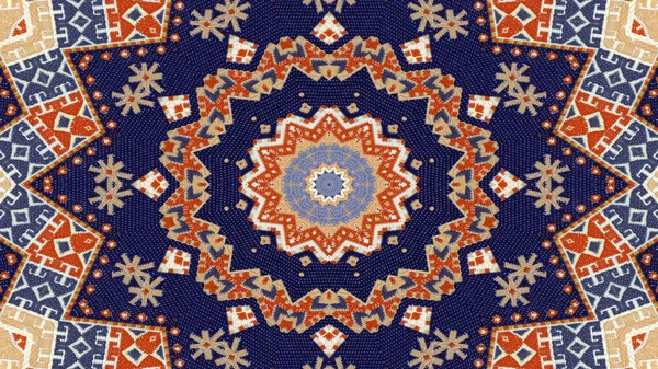 Abstrakte Ethnische Authentische Symmetrische Muster Ornamentale Dekorative Kaleidoskop Bewegung Geometrischer — Stockfoto