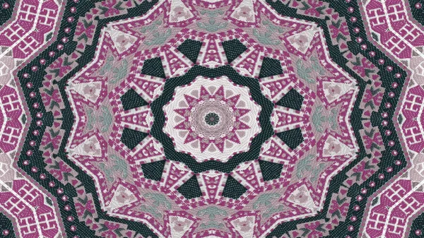 Abstraktní Etnické Autentické Symetrický Vzor Okrasné Dekorativní Kaleidoskop Hnutí Geometrické — Stock fotografie