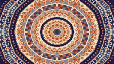 Soyut etnik otantik simetrik desen süs dekoratif Kaleidoscope hareketi geometrik daire ve yıldız şekli