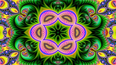 Soyut etnik otantik simetrik desen süs dekoratif Kaleidoscope hareketi geometrik daire ve yıldız şekli