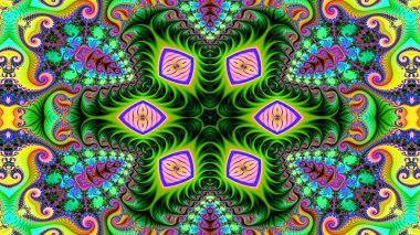 Soyut etnik otantik simetrik desen süs dekoratif Kaleidoscope hareketi geometrik daire ve yıldız şekli