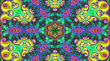 Soyut etnik otantik simetrik desen süs dekoratif Kaleidoscope hareketi geometrik daire ve yıldız şekli