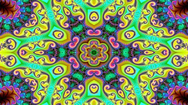 Soyut etnik otantik simetrik desen süs dekoratif Kaleidoscope hareketi geometrik daire ve yıldız şekli