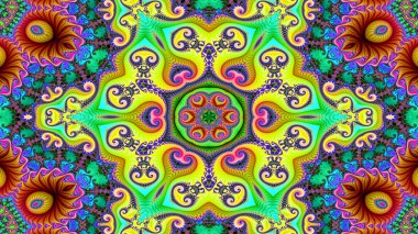 Soyut etnik otantik simetrik desen süs dekoratif Kaleidoscope hareketi geometrik daire ve yıldız şekli