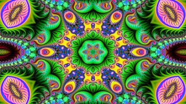 Soyut etnik otantik simetrik desen süs dekoratif Kaleidoscope hareketi geometrik daire ve yıldız şekli