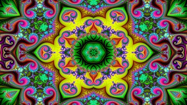 Soyut etnik otantik simetrik desen süs dekoratif Kaleidoscope hareketi geometrik daire ve yıldız şekli