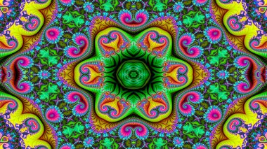 Soyut etnik otantik simetrik desen süs dekoratif Kaleidoscope hareketi geometrik daire ve yıldız şekli