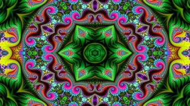 Soyut etnik otantik simetrik desen süs dekoratif Kaleidoscope hareketi geometrik daire ve yıldız şekli