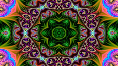 Soyut etnik otantik simetrik desen süs dekoratif Kaleidoscope hareketi geometrik daire ve yıldız şekli