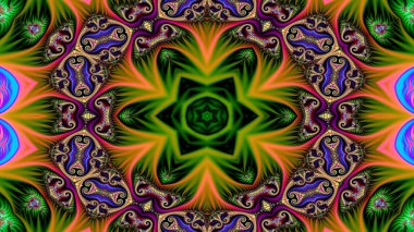 Soyut etnik otantik simetrik desen süs dekoratif Kaleidoscope hareketi geometrik daire ve yıldız şekli