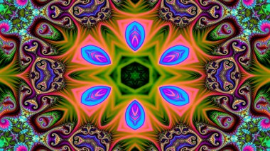 Soyut etnik otantik simetrik desen süs dekoratif Kaleidoscope hareketi geometrik daire ve yıldız şekli