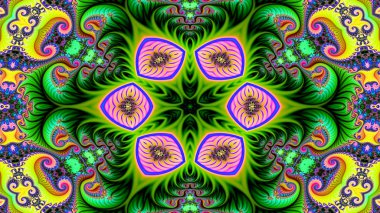 Soyut etnik otantik simetrik desen süs dekoratif Kaleidoscope hareketi geometrik daire ve yıldız şekli