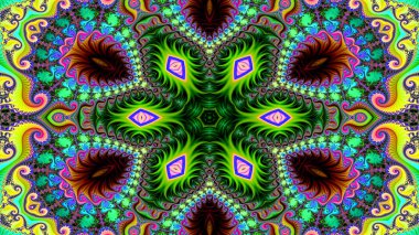 Soyut etnik otantik simetrik desen süs dekoratif Kaleidoscope hareketi geometrik daire ve yıldız şekli