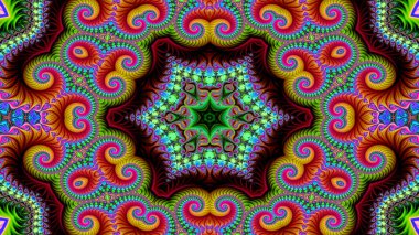 Soyut etnik otantik simetrik desen süs dekoratif Kaleidoscope hareketi geometrik daire ve yıldız şekli