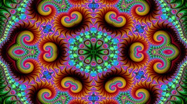 Soyut etnik otantik simetrik desen süs dekoratif Kaleidoscope hareketi geometrik daire ve yıldız şekli