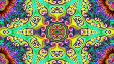 Soyut etnik otantik simetrik desen süs dekoratif Kaleidoscope hareketi geometrik daire ve yıldız şekli