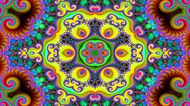 Soyut etnik otantik simetrik desen süs dekoratif Kaleidoscope hareketi geometrik daire ve yıldız şekli