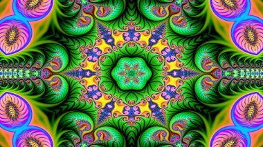 Soyut etnik otantik simetrik desen süs dekoratif Kaleidoscope hareketi geometrik daire ve yıldız şekli