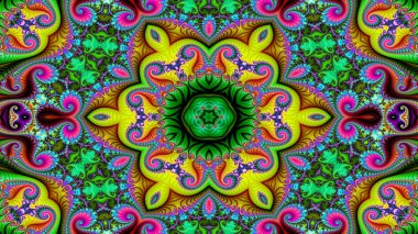 Soyut etnik otantik simetrik desen süs dekoratif Kaleidoscope hareketi geometrik daire ve yıldız şekli