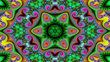 Soyut etnik otantik simetrik desen süs dekoratif Kaleidoscope hareketi geometrik daire ve yıldız şekli