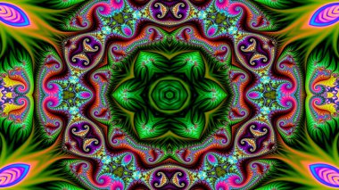 Soyut etnik otantik simetrik desen süs dekoratif Kaleidoscope hareketi geometrik daire ve yıldız şekli