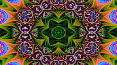 Soyut etnik otantik simetrik desen süs dekoratif Kaleidoscope hareketi geometrik daire ve yıldız şekli