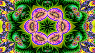 Soyut etnik otantik simetrik desen süs dekoratif Kaleidoscope hareketi geometrik daire ve yıldız şekli