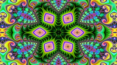 Soyut etnik otantik simetrik desen süs dekoratif Kaleidoscope hareketi geometrik daire ve yıldız şekli