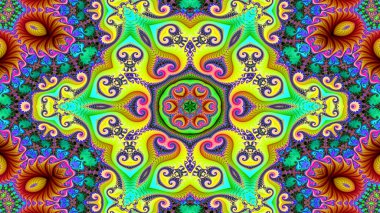 Soyut etnik otantik simetrik desen süs dekoratif Kaleidoscope hareketi geometrik daire ve yıldız şekli