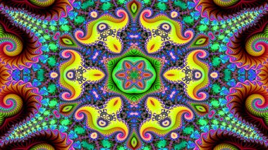 Soyut etnik otantik simetrik desen süs dekoratif Kaleidoscope hareketi geometrik daire ve yıldız şekli