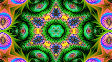 Soyut etnik otantik simetrik desen süs dekoratif Kaleidoscope hareketi geometrik daire ve yıldız şekli