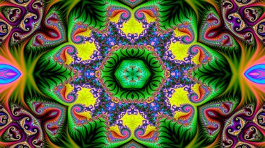 Soyut etnik otantik simetrik desen süs dekoratif Kaleidoscope hareketi geometrik daire ve yıldız şekli