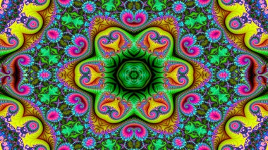 Soyut etnik otantik simetrik desen süs dekoratif Kaleidoscope hareketi geometrik daire ve yıldız şekli