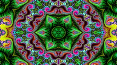 Soyut etnik otantik simetrik desen süs dekoratif Kaleidoscope hareketi geometrik daire ve yıldız şekli