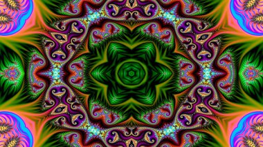 Soyut etnik otantik simetrik desen süs dekoratif Kaleidoscope hareketi geometrik daire ve yıldız şekli