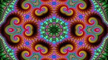 Soyut etnik otantik simetrik desen süs dekoratif Kaleidoscope hareketi geometrik daire ve yıldız şekli