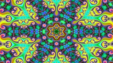 Soyut etnik otantik simetrik desen süs dekoratif Kaleidoscope hareketi geometrik daire ve yıldız şekli