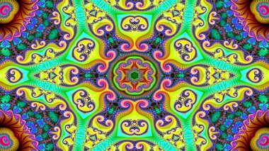 Soyut etnik otantik simetrik desen süs dekoratif Kaleidoscope hareketi geometrik daire ve yıldız şekli